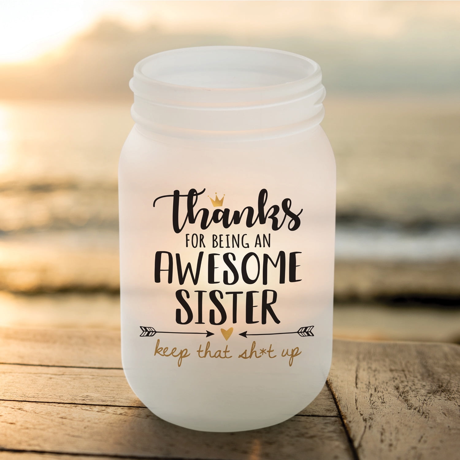 Personalized Planet Thanks Awesome Sister Frosted Glass Votive Candle Holder
