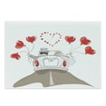 thumbnail image 1 of Wedding Cutting Board, Newlywed Couple in Vintage Car with Heart Shaped Balloons Drawing Art Print, Decorative Tempered Glass Cutting and Serving Board, Large Size, Red Taupe White, by Ambesonne, 1 of 1