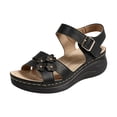 thumbnail image 6 of Summer Walking Shoes for Women Bohemia Flower Orthopedic Sandals Antislip Thick Sole Buckle Ankle Strap Low Wedge Dress Shoes Black Size 7.5, 6 of 6