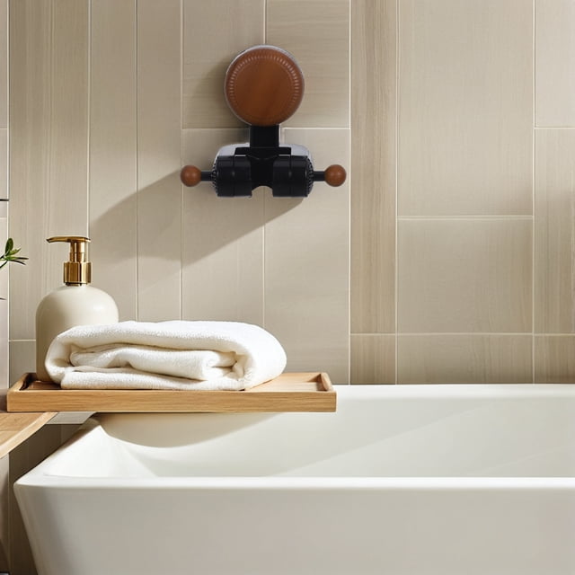 unbranded Soporte Ajustable Para Ducha Negro Con Instalación Sin Taladro Con Gancho Doble Para