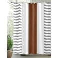 thumbnail image 2 of Shower Curtains for Bathroom-66"x72", Minimalist Rustic Boho Ethnic Art Waterproof Bath Curtain Grommet Shower Curtain Set with Hooks, Modern Brown Stripe on White Washable Bath Accessories, 2 of 6