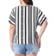thumbnail image 3 of Agnes Orinda Women's Plus Size Summer Tops Boho Drawstring Tassel V Neck Short Sleeve Floral Printed Casual Blouses 1X Black, 3 of 6