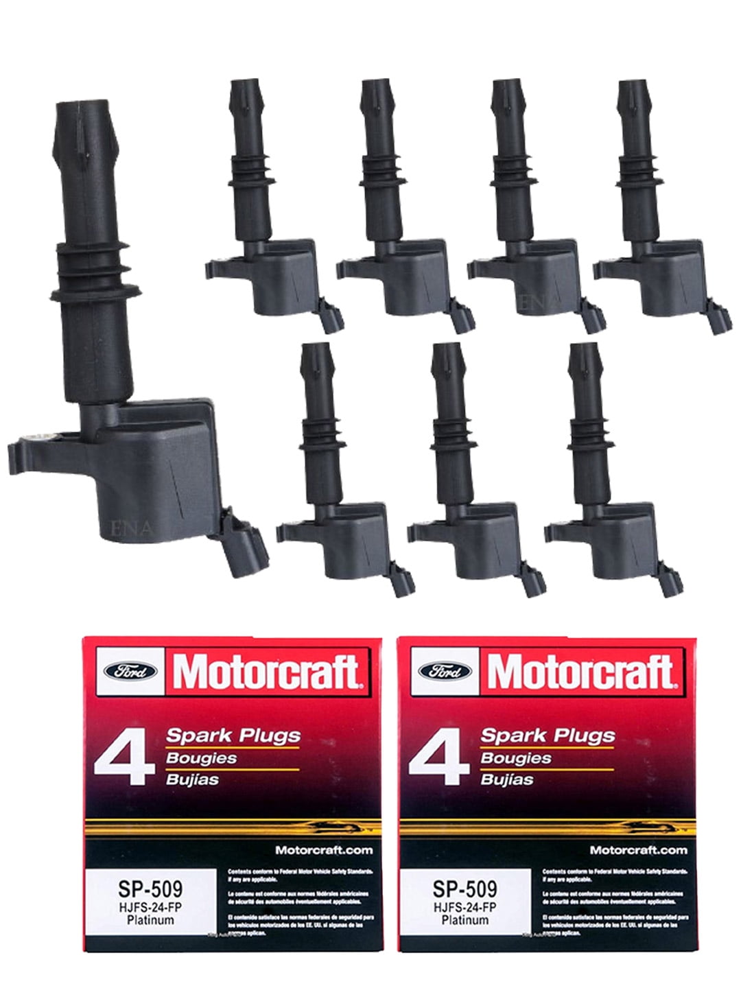 Set of 8 Ignition Coil and Motorcraft Spark Plug Compatible with 2008