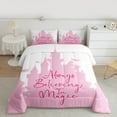 thumbnail image 2 of Manfei Fairy Tale Castle Bedding Comforter Set,Always Believe In Magic Twin Comforter Sets,Pink White Bedding Set For Girls,Ultra Soft Home Decor Reversible,2pcs, 2 of 8