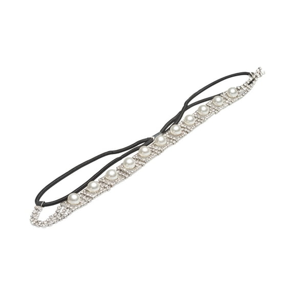 Allure Rhinestone & Faux Pearl Stretch Headband - Pearl Delight
