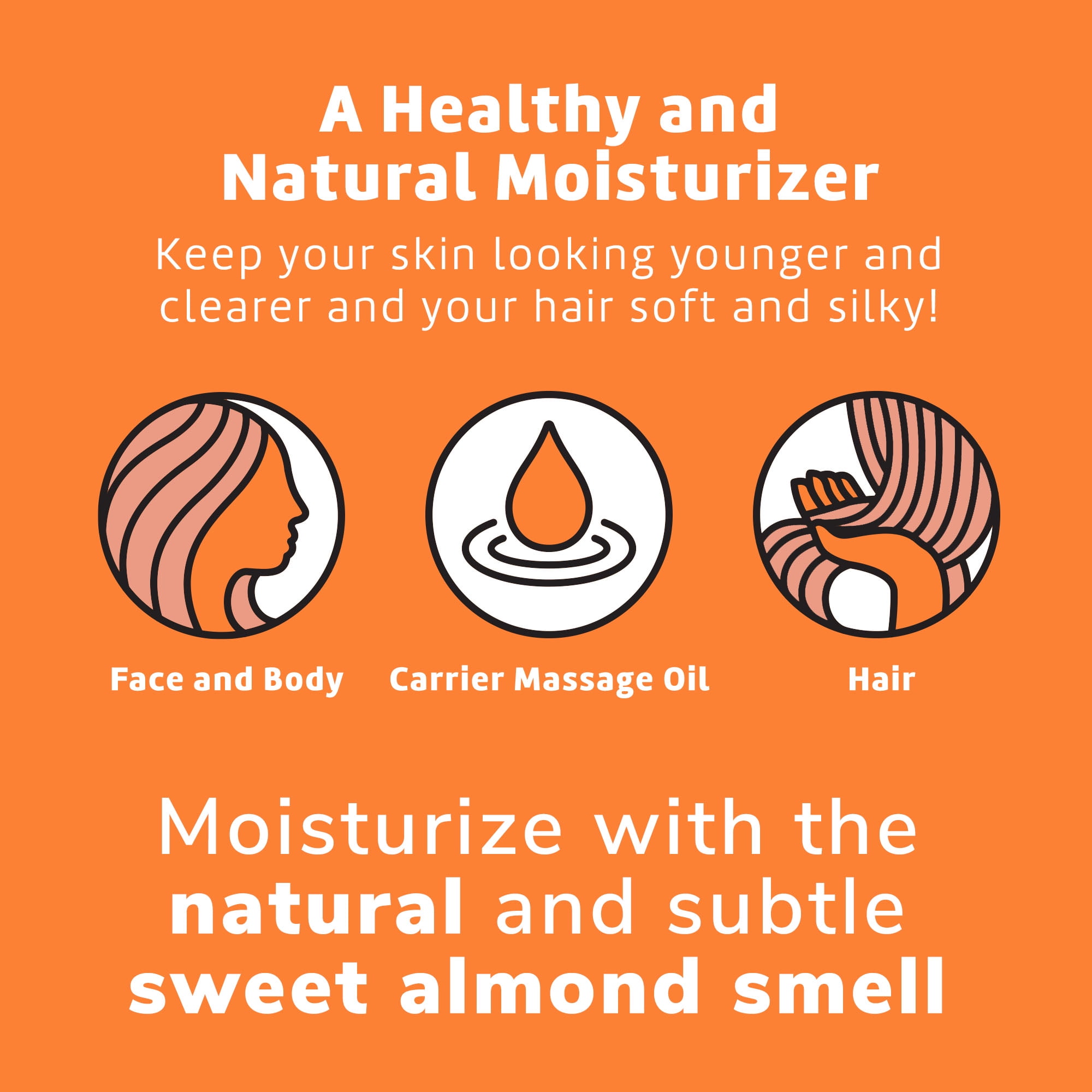 (2 pack) De La Cruz Sweet Almond Oil, Expeller Pressed Moisturizer for Skin and Hair, 2 fl oz.