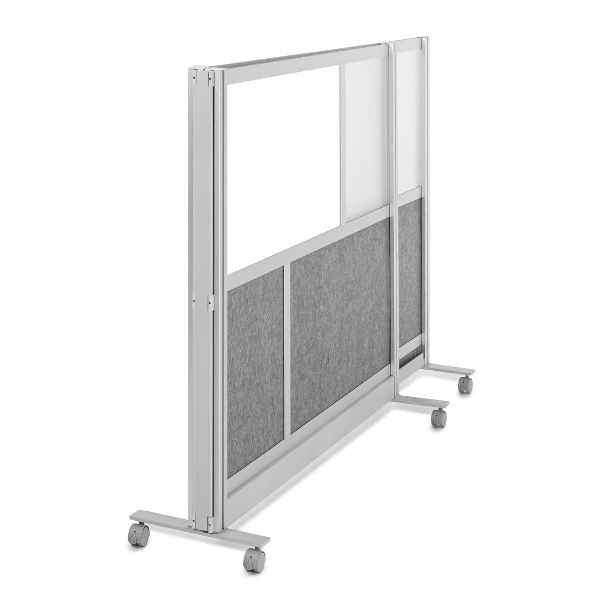 Workflow Modular Wall Bundle with 2 Walls + Hinge + Casters, 70" x 48" & 53" x 48", Silver