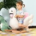 thumbnail image 2 of Qaba Soft Warm Kids Rocking Horse Child Plush Ride On Toy Swan Style Playtime with Lullaby Song White, 2 of 10