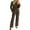 Coffee, variant on Two Piece Set for Women Business Long Sleeve Blazer Jackets Wide Leg Pant Suits Color: Black Size: XXL