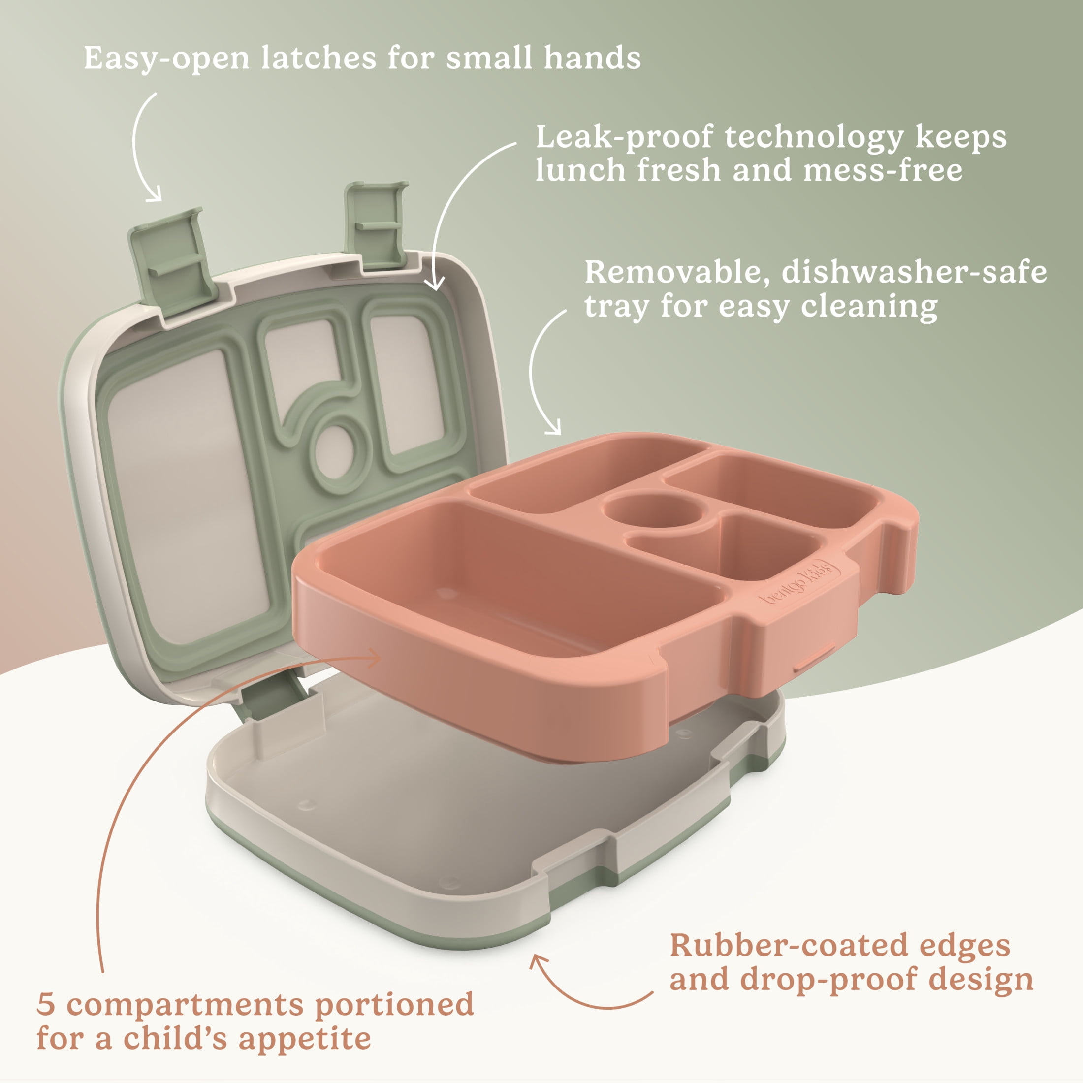 Bentgo Kids 5-Compartment Leak-Proof Bento-Style Lunch Box (Whimsy & Wonder Collection) - Ideal for Ages 3-7, Drop-Proof & Durable, Dishwasher Safe, & Made with BPA-Free Materials (Geo Speckle)