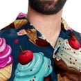 thumbnail image 5 of Ice Cream Men's Hawaiian Shirt, Button Down Poplin Short Sleeve Casual Summer Beach Printed Unisex Shirts, 5 of 6