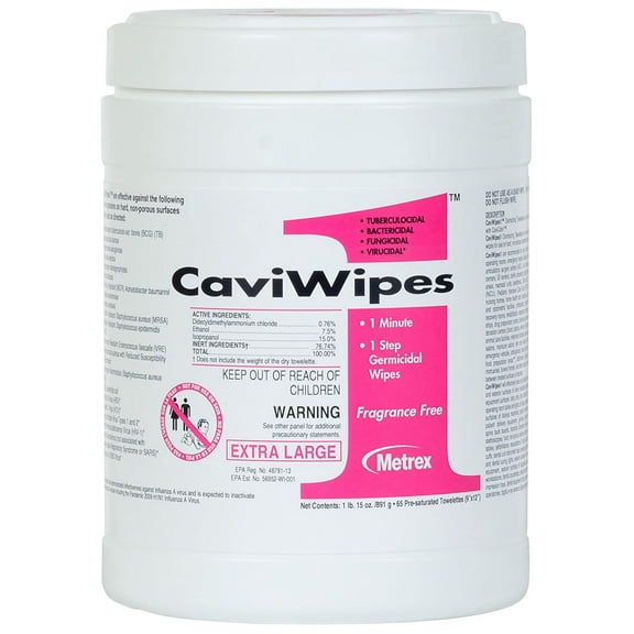 CaviWipes1 Surface Disinfectant Premoistened Wipe 65 Count Canister, Disposable Alcohol Scent, 13-5150 - EACH