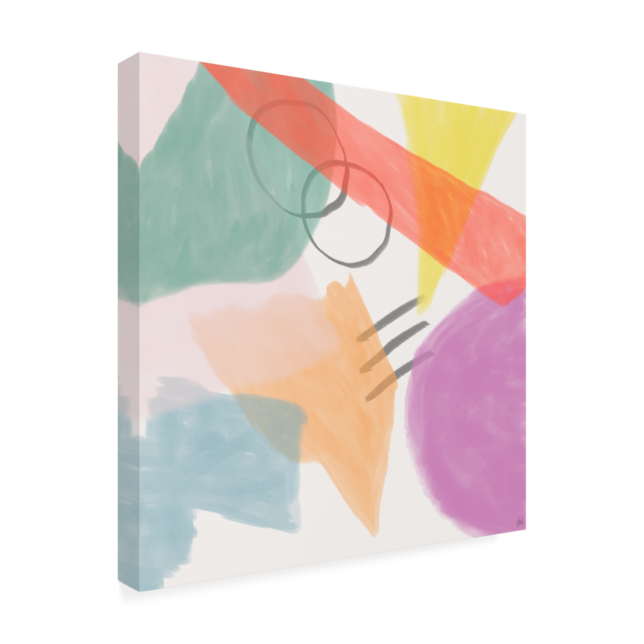 Canvas Wall Art - Line and Brush 'Watercolor Shapes 2' Wall Art for Living Room, Bedroom, or Office Décor by Trademark Fine Art - 18 x 18 Inches