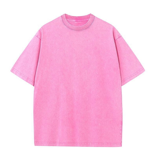 Pure Cotton American Style Retro Fashion Brand Washed Old T-shirt Oversize Shoulder Round Neck Short Sleeve