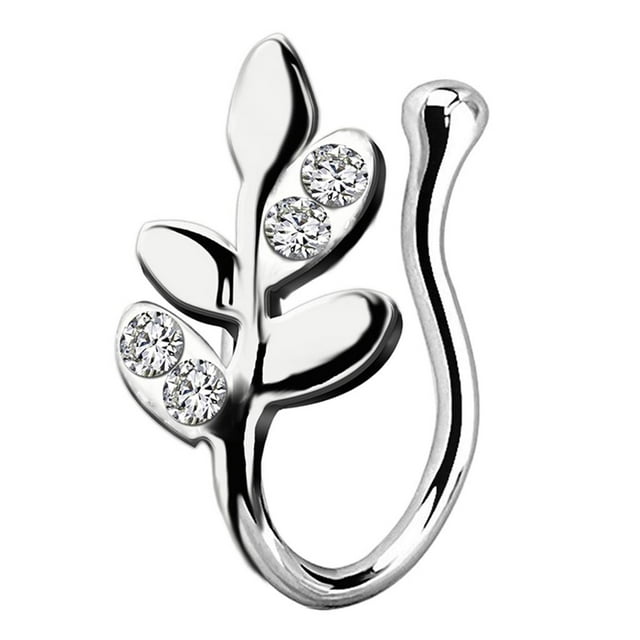 lionlar Crystal Fake Nose Rings 18G Stainless Steel Clip On Nose Hoop Rings 18 Gauge