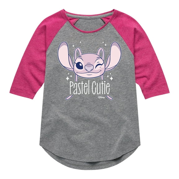 Disney - Lilo & Stitch - Angel's A Pastel Cutie - Toddler & Youth Girls Raglan Graphic T-Shirt