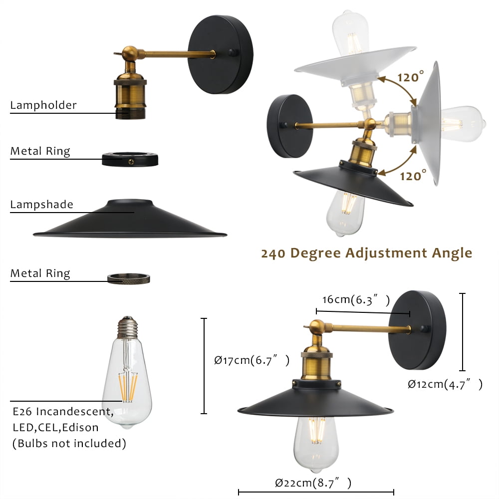 Pathson Vintage 2 Pack Wall Sconce Lighting Bathroom Vanity Lights Metal Wall Light Fixtures
