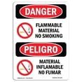 thumbnail image 1 of SignMission OS-DS-A-710-VS-1247 7 x 10 in. OSHA Danger Sign - Flammable Material No Smoking Bilingual, 1 of 1