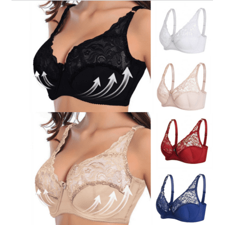 

Sksloeg Women s Full Coverage Non-Foam Floral Lace Plus Size Underwired Bra Black 40D