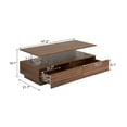 thumbnail image 4 of 47.2" Large Lift Top Coffee Table, Modern High Glossy LED Coffee Tables for Living Room with Storage, Living Room Tables for Living Room, Dining Room and Bedroom Home Office, Walnut, 4 of 8