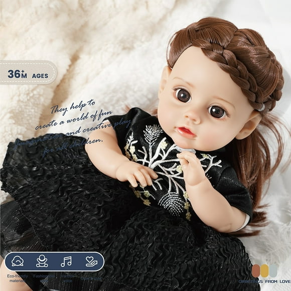 14 Inch New Reborn Doll 35CM Voice Girl Bebe Baby With Fashion Clothes Smooth Soft Skin Vinyl Head Limbs Cotton Body Kids Gift Doll C Doll With Voice