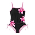 thumbnail image 4 of Tiijoy Girls One-Piece Swimsuit Flower Print Bathing Suit Swimwear with Side Ties, 4 of 6