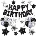 thumbnail image 1 of Juego de globos para decoración de fiesta de cumpleaños, 56 unidades, plateado/negro, 1 of 7