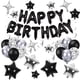 thumbnail image 1 of Juego de globos para decoración de fiesta de cumpleaños, 56 unidades, plateado/negro, 1 of 7