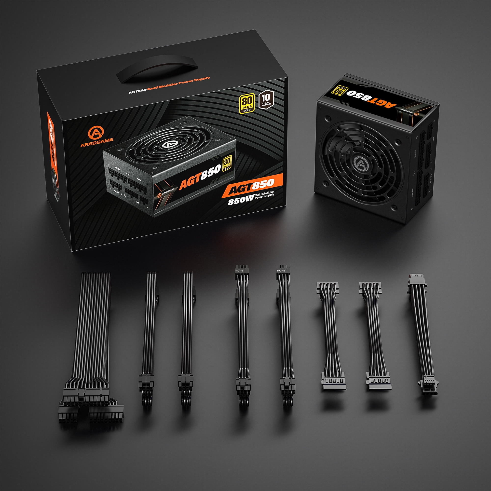 ARESGAME Power Supply 850W, 80+ Gold Certified, Fully Modular, ATX Gaming PSU, 10 Year Warranty (AGT850)