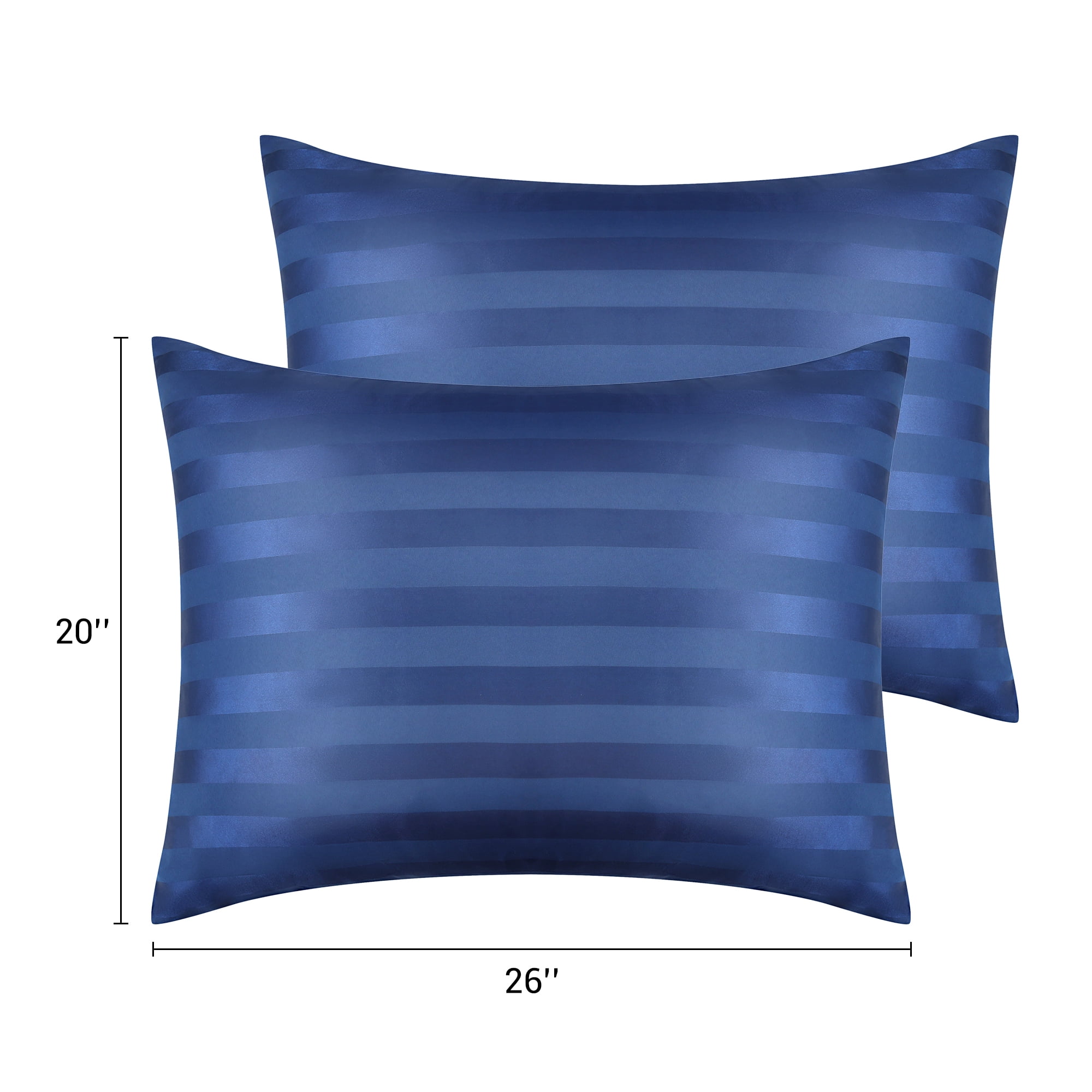 Unique Bargains Satin Pillow Cases Set of 2 Pillow Covers Standard Navy