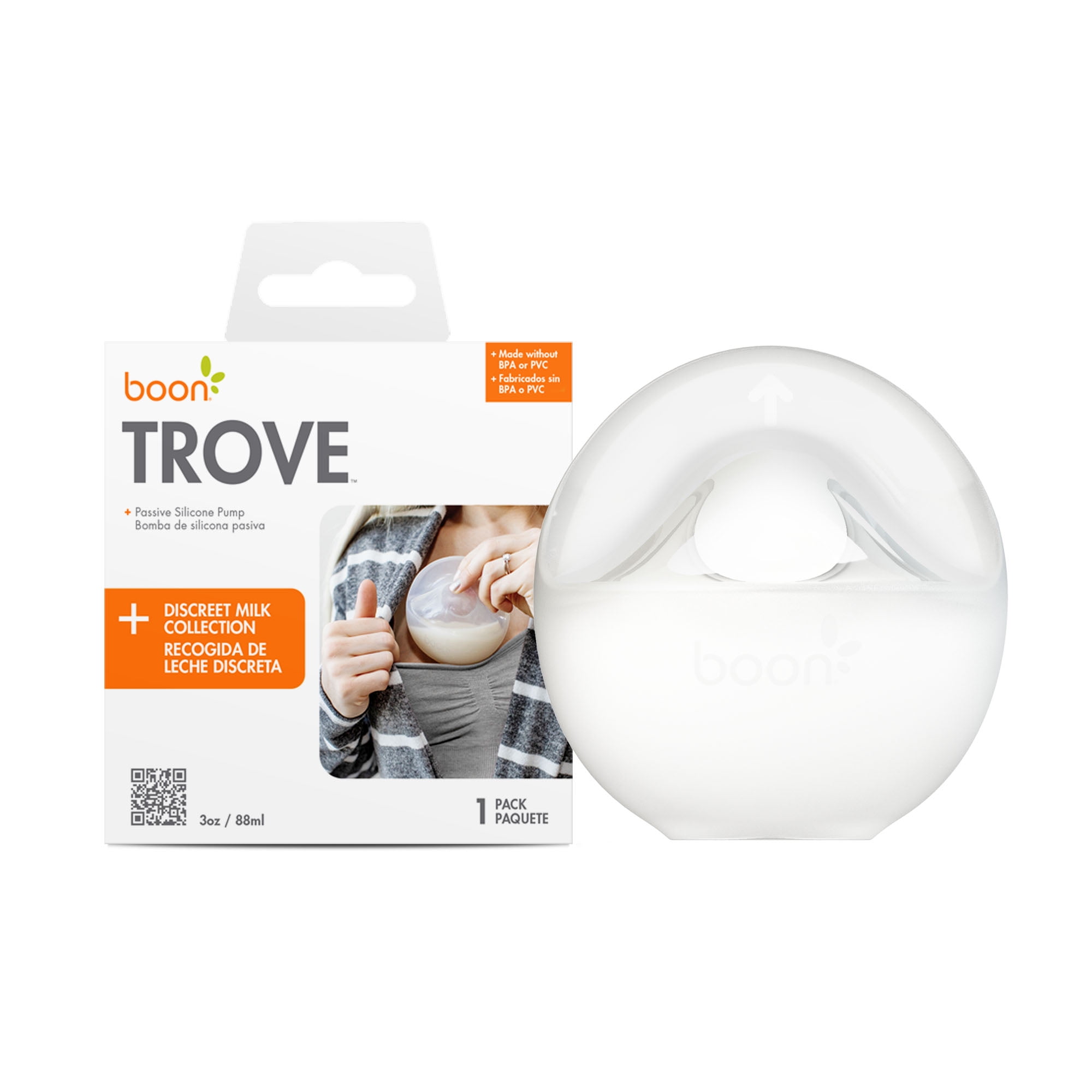 Boon Trove Manual Breast Pump - Hands-free Wearable Silicone Breast Milk Collector Shell