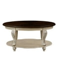 thumbnail image 5 of Hassch 2-Tier Oval Coffee Table, 42" Living Room Center Table w/ Rubber Wood Legs & Floral Carved Design, Beige+Espresso, 5 of 8