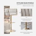 thumbnail image 5 of Tzicr Velvet Bar Stools Set of 2, Luxury Upholstered Bar Chairs with Woven Back & Footrest, Adjustable Counter Height Bar Chairs for Cafe, Pub, Bar Counter (Beige), 5 of 8