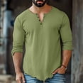 thumbnail image 4 of HOMADLES Men's Long Sleeve Henley Shirt Relaxed Fit Button Shirt Solid Color Lightweight Casual Tops Army Green Size S, 4 of 6