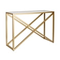 thumbnail image 1 of Henn&Hart 42" Brass Metal/Glass Console Table, 1 of 8