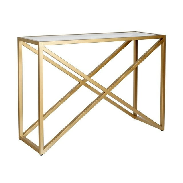 Henn&Hart 42" Brass Metal/Glass Console Table
