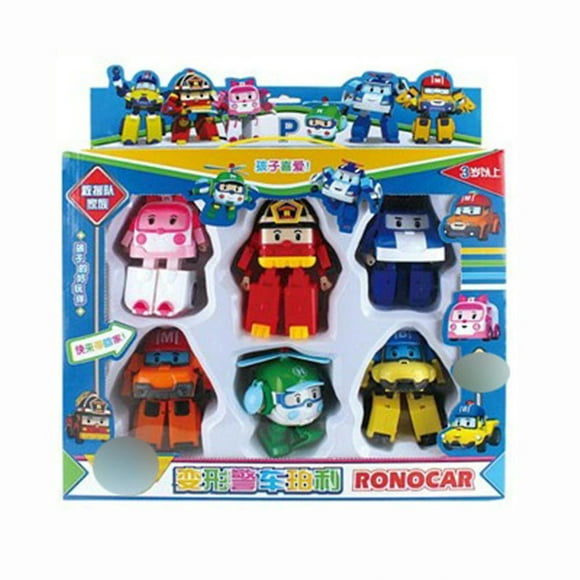 6 In 1 Korean Animation Cartoon Robocar Poli Transformation Robot Car Toys Set