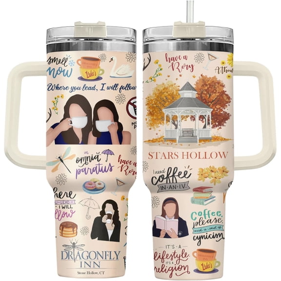 TV Show Tumbler 40oz Stainless Steel Tumbler with Handle, Stars Coffee Travel Cup, Birthday Gifts for Movie Lover