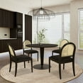 thumbnail image 4 of Panama 18.5" Curved Resin Cane Rattan Side Dining Chair, Set of 2, Ebony Black Boucle, 4 of 8