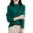 thumbnail image 3 of Women's Ribbed Knit Turtleneck Sweater 2025, Fall Winter Slim Fit Long Sleeve Pullover Top, Stretchy Comfortable Basic Layering Piece for Daily Wear, Office, Dating and Vacation Outfits Green L, 3 of 4
