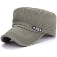 thumbnail image 1 of Adjustable Flat Top Cap Solid Brim Army Cadet Style Military Hat for Men, 1 of 6