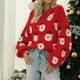 thumbnail image 5 of Suéteres de otoño para mujer, UMfun, suéteres de manga larga con cuello redondo y estampado navideño de Papá Noel para mujer, 5 of 5