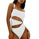 thumbnail image 1 of Gibobby Trajes de Baño Mujer Traje de baño de bikini de color sólido con tirantes sexy para mujer(Blanco,M), 1 of 5