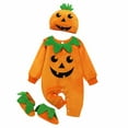 thumbnail image 2 of Lilgiuy Infant Toddler Baby Boys Girls Long Sleeve Halloween Jumpsuit Playsuit Outfits Romper Bodysuit，Orange,0-6 Months, 2 of 5