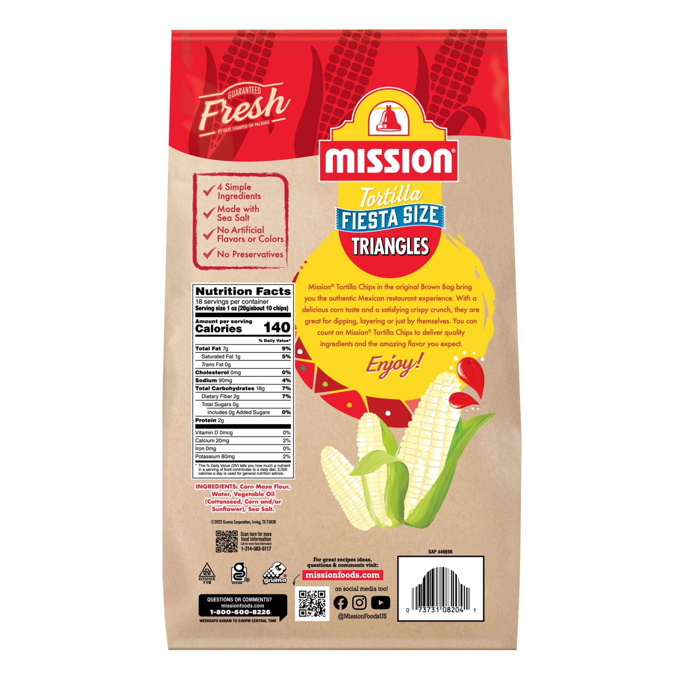 Mission Triangle White Corn Tortilla Chips, 18 Ounce Bag