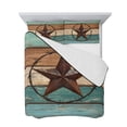 thumbnail image 7 of Vintage Teal King Size Down Alternative Comforter, Lightweight Comforter Quilt Bedding Set with Pillow Shams Brown Western Texas Barn Star Wood Grain All Seasons Bed Comforter Duvet Insert 96"x106", 7 of 7