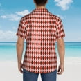 thumbnail image 6 of Xecao Red and Brown Squares print Hawaiian shirt - a stylish short-sleeve button-down for men, perfect for casual beach and tropical outings., 6 of 9