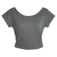 thumbnail image 7 of Ounisa Women's Basic Short Sleeve Scoop Neck Crop Top Backless Shirt, 7 of 7