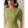 thumbnail image 2 of Elegant Green Eyelet Lace Short Sleeve A-Line Maxi Dress, 2 of 7
