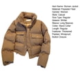 thumbnail image 7 of Winter Women Padded Coat Thickened Button Closure Stand Up Collar Long Sleeves Solid Color Windproof Heat Retention Outdoor Down Jacket, 7 of 7